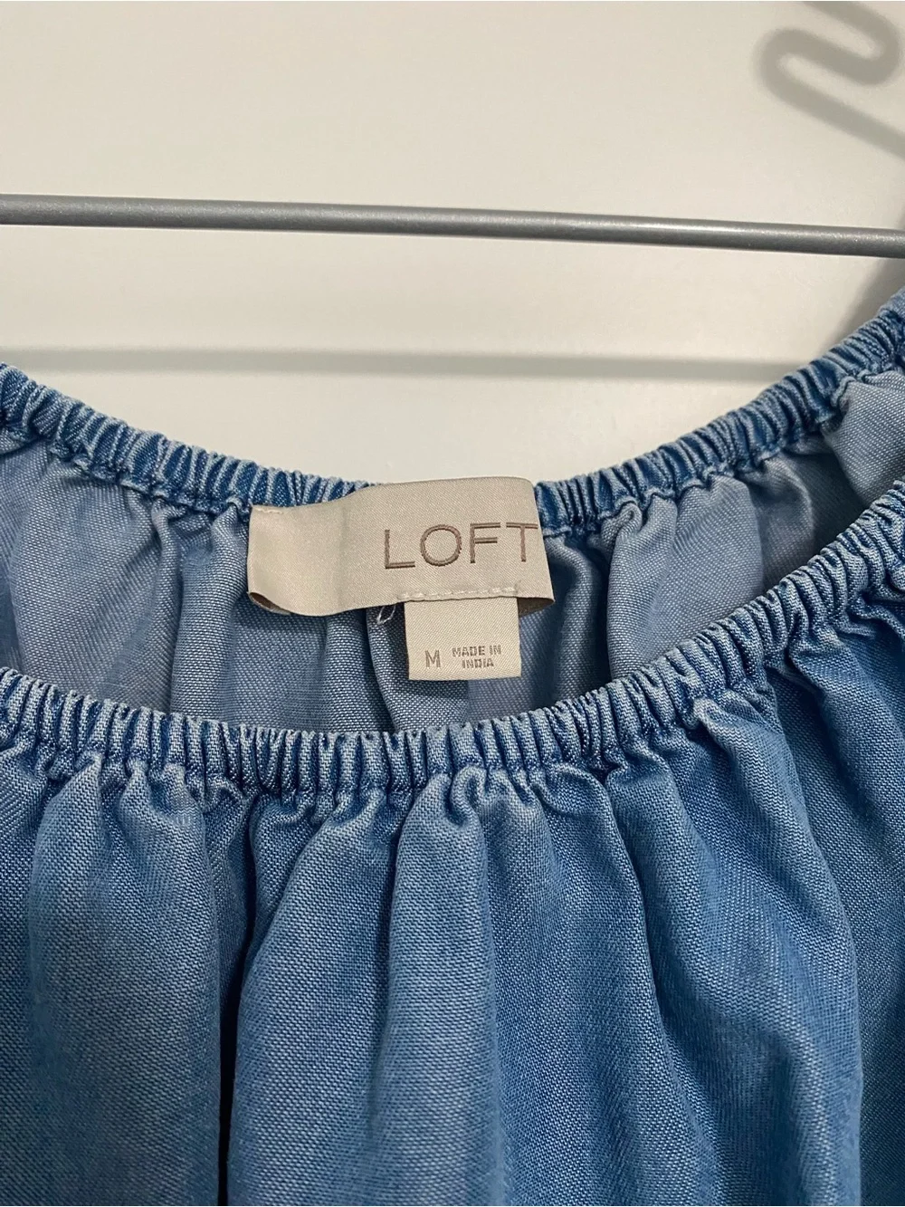 LOFT Dusty Blue Off-Shoulder Peasant Blouse